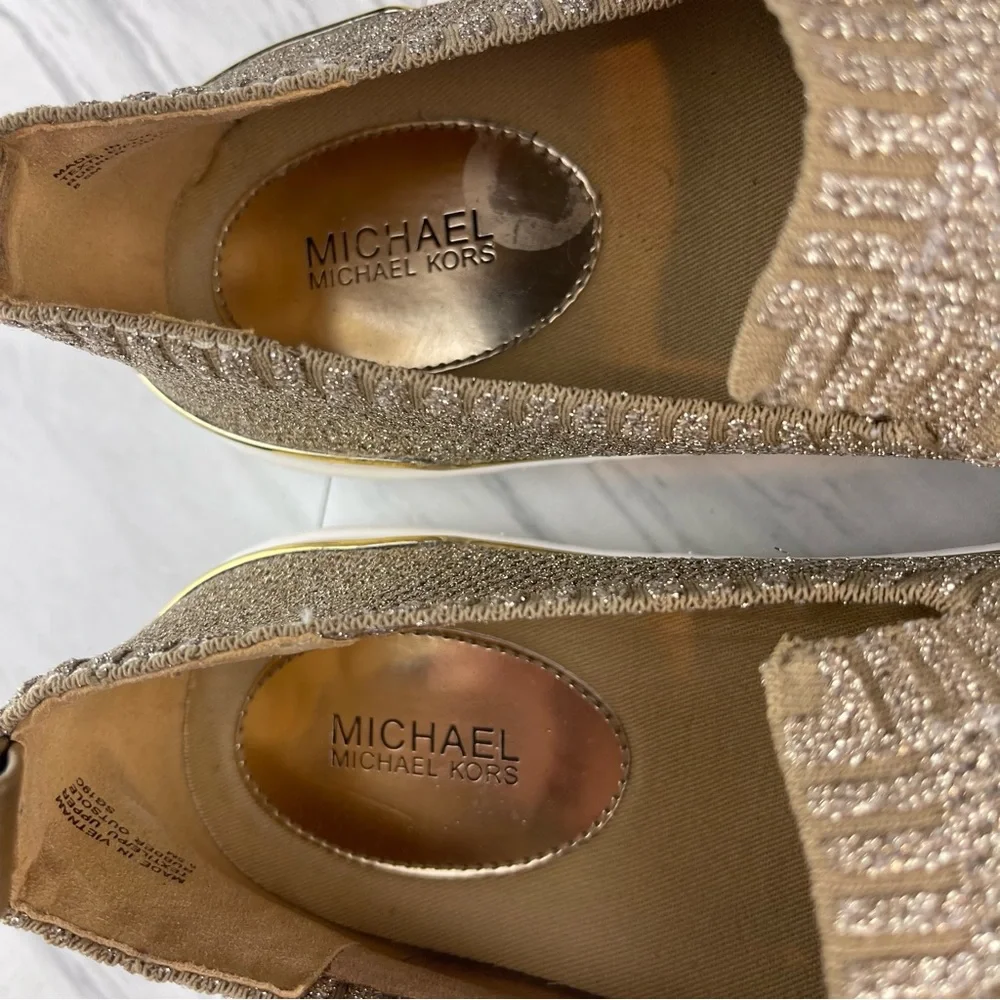 •Michael kors gold glitter slip on sneaker shoes women’s size 8.5_15